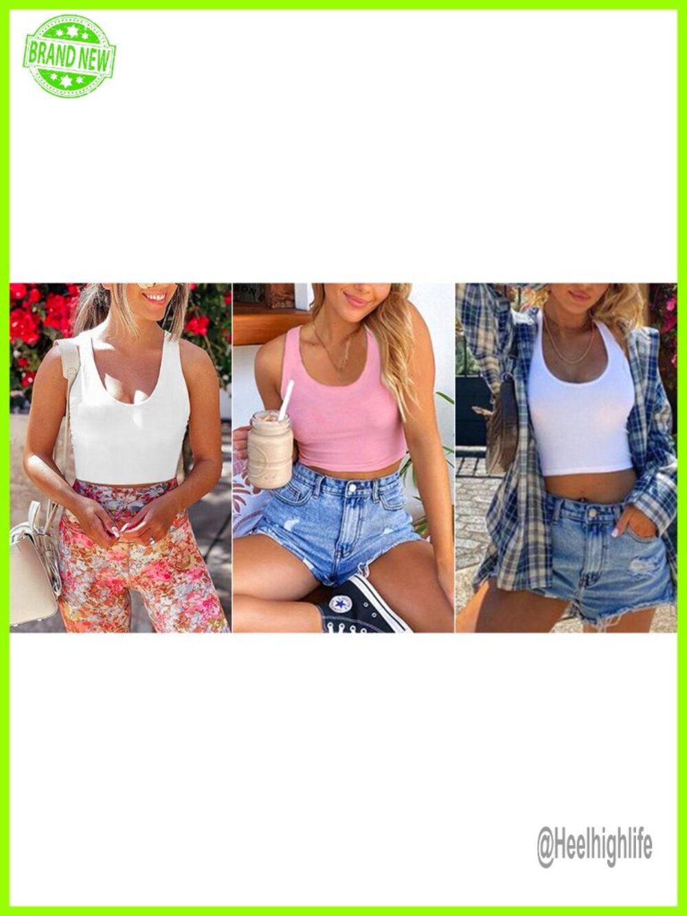 Cotton Spandex Crop Tank Tops 4 Pack Racerback Yoga Workout Athletic Shirts - Picture 6 of 6